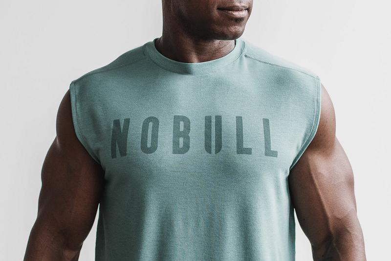 Turquoise Nobull Sleeveless Tee (SEASONAL Colors) Men's Tanks | CA F1596D